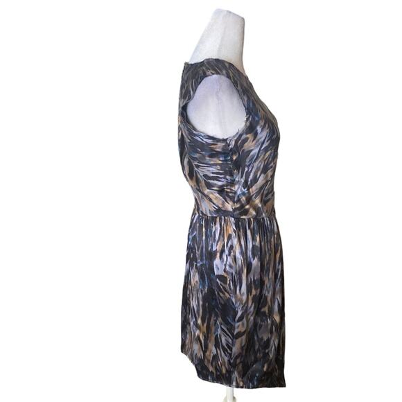 Ulla Johnson 100% Silk Abstract Printed Raw Edge Trim A - Line Dress Size 2 - Picture 3 of 11